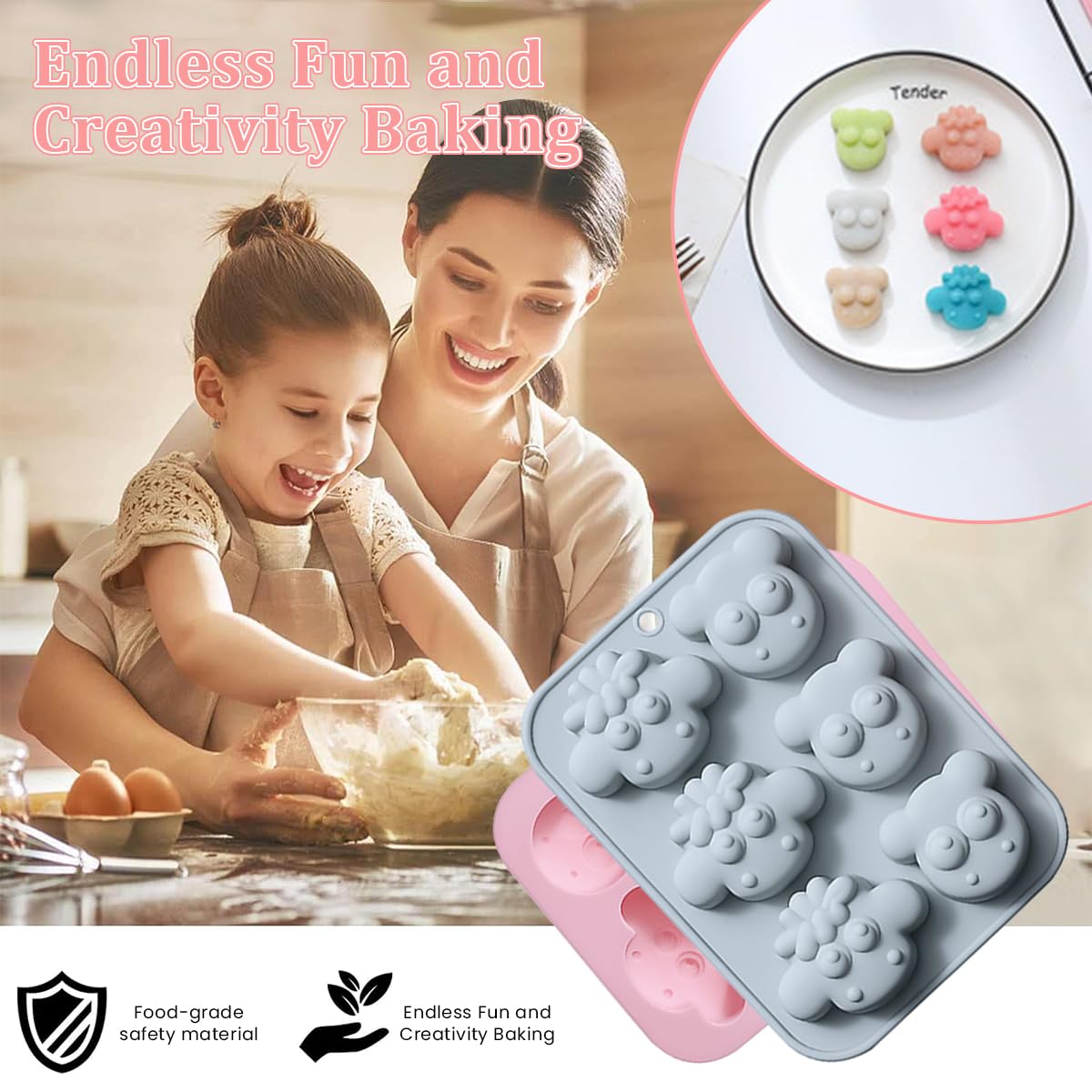 HASTHIP Silicone Molds for Baking with 6 Cavities Cute Sheep Design | Food Grade Nonstick