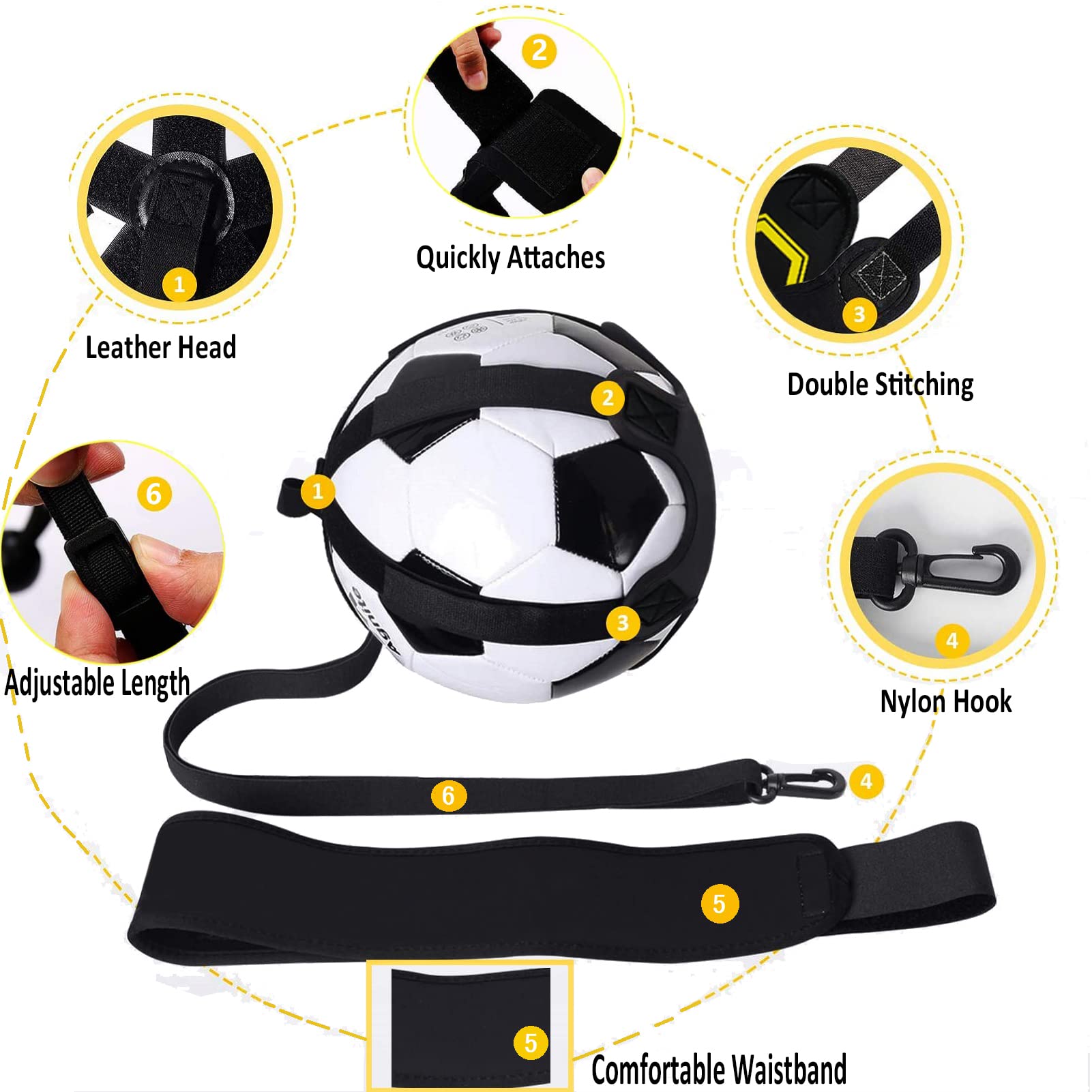 ZIBUYU® Football/Volleyball/Soccer Training Belt, Solo Soccer Kick Trainer for Kids, Star Style