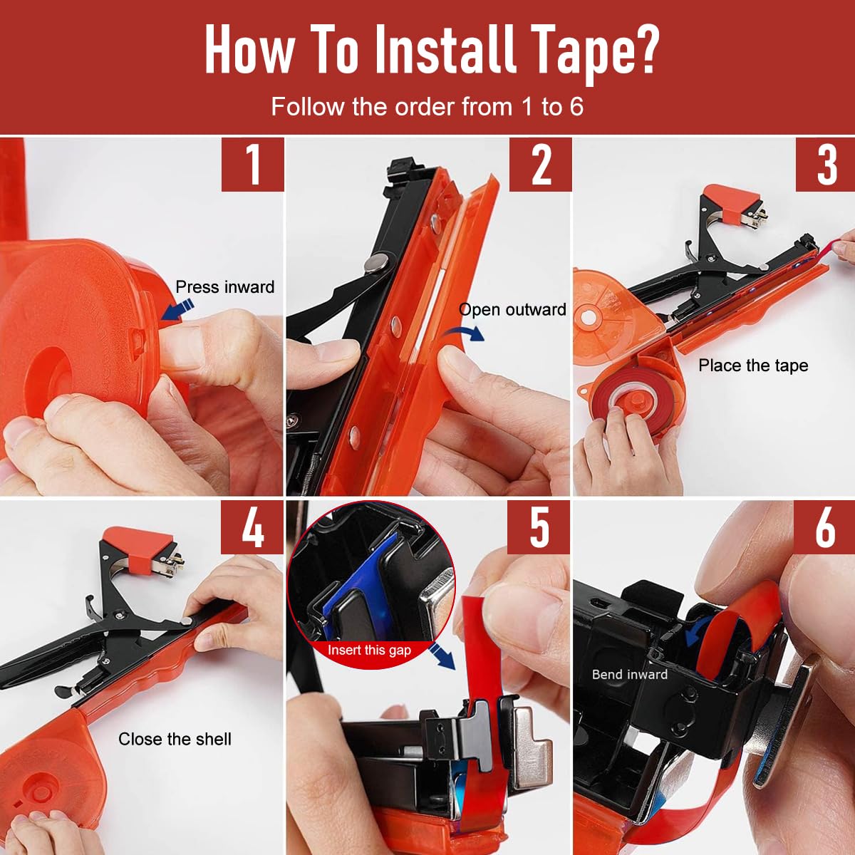 HASTHIP Plant Tying Tape for Garden and Greenhouse Use with 6 Rolls 98 ft Each | PE UV‑Resistant Material