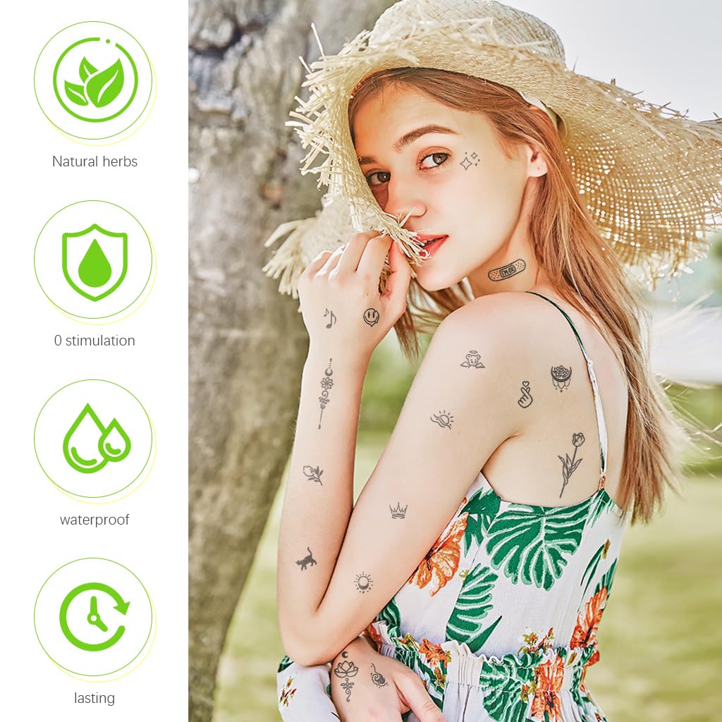 MAYCREATE Temporary Tattoos for Kids and Adults featuring 5 Sheets 77 Designs | Sweatproof 2‑Week Body Stickers