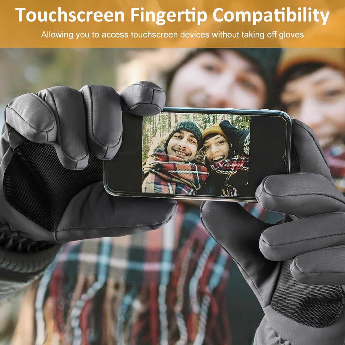 GUSTAVE Winter Gloves for Men with Touchscreen Fingertips and Anti Slip Palm Grip | Waterproof Thermal Ski Riding Gloves