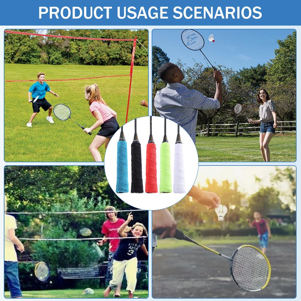 Proberos Badminton Racquet Towel Grip Kit for Secure Control with EVA Padding | 27.5 in Cotton Anti Skid Wrap