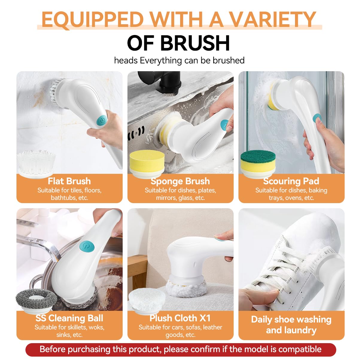 Serplex Electric Spin Scrubber Replacement Brush Heads 5Pcs for Multi Surface Cleaning | White Cotton Bristle Attachments
