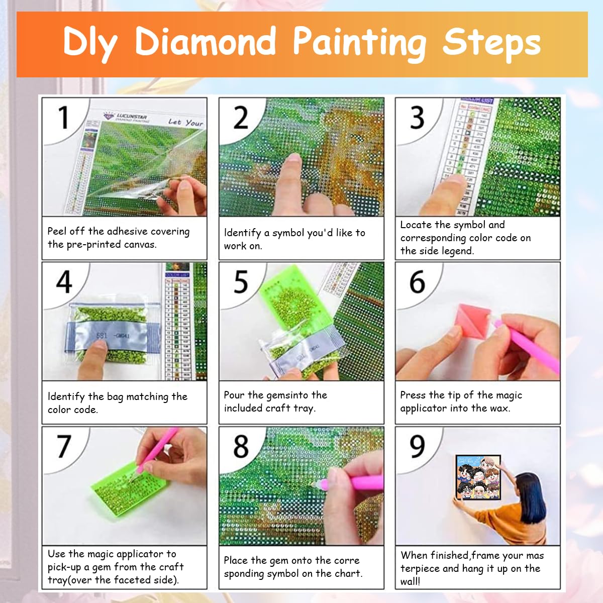 HASTHIP® Diamond Painting Kit, 15.7x15.7inch BTS Cartoon Diamond Painting, 5D Diamond Painting Kit Gift for Adults & Kids, Very Suitable for Home Leisure and Wall Decoration