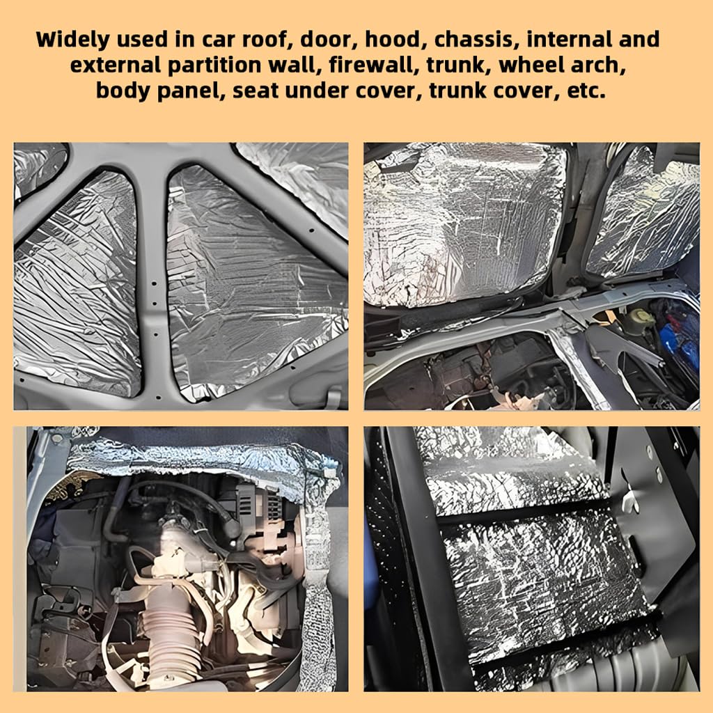 STHIRA Noise Dampening Mats for Cars with 5mm Foil Foam and Self-Adhesive Backing | 5pcs 50x30cm Trim-to-Fit Sound Insulation Sheets