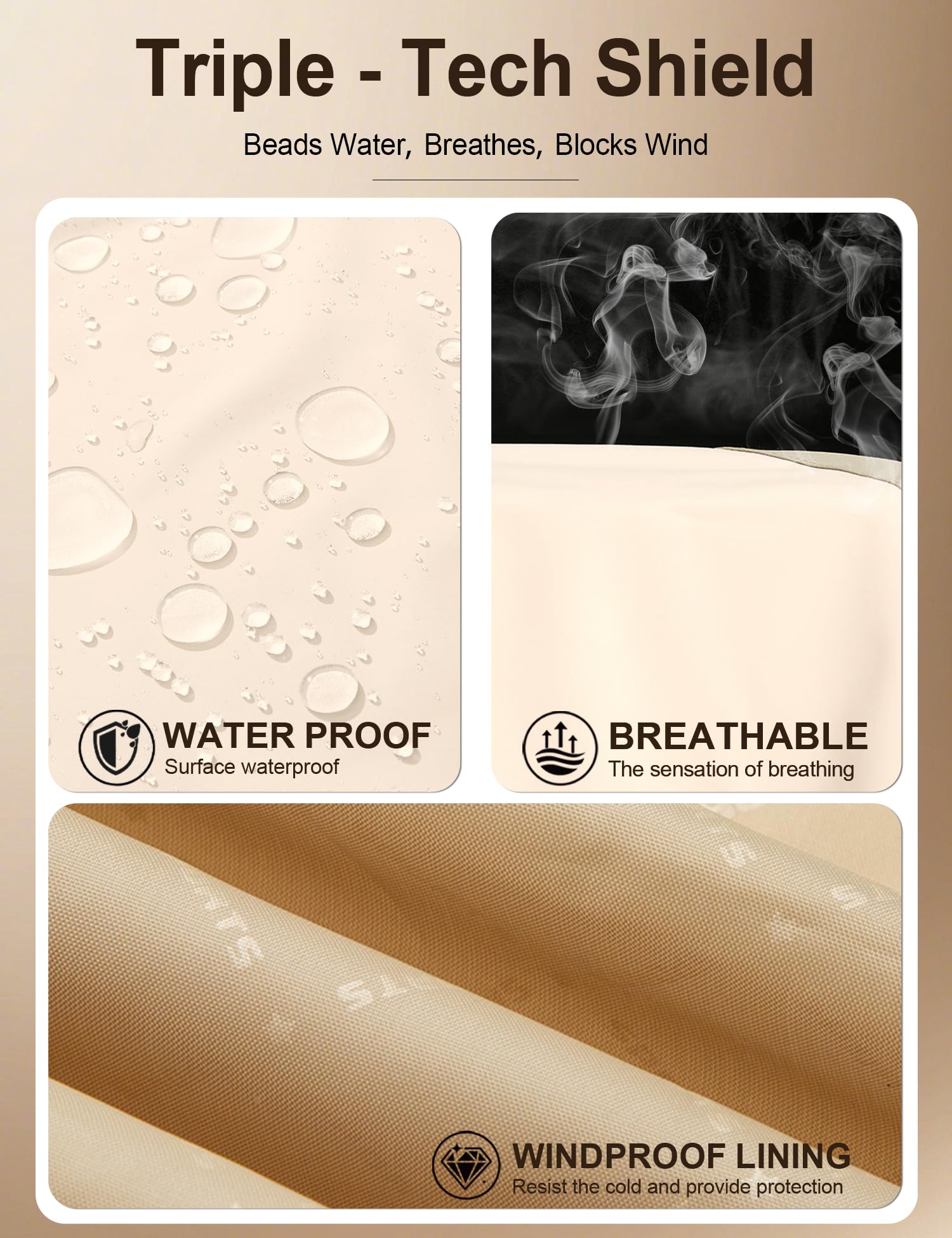 Venzina Women's Water Repellent Jacket for Hiking and Commute with Reflective Design | Lightweight Breathable Windbreaker Brown XL