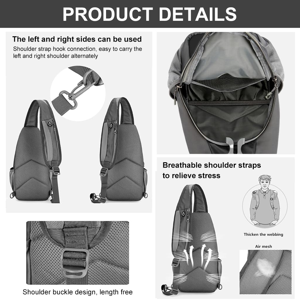 GUSTAVE Chest Bag for Men with Multi Pockets and Breathable Strap 19x11x38cm | Hiking & Travel