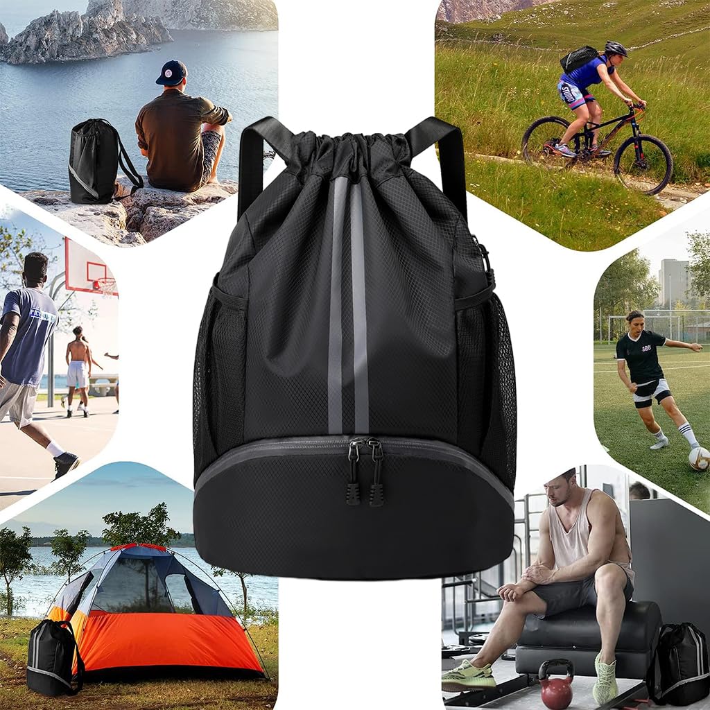 Optifit Drawstring Backpack for Gym and Travel featuring Multiple Compartments 32x42cm Nylon