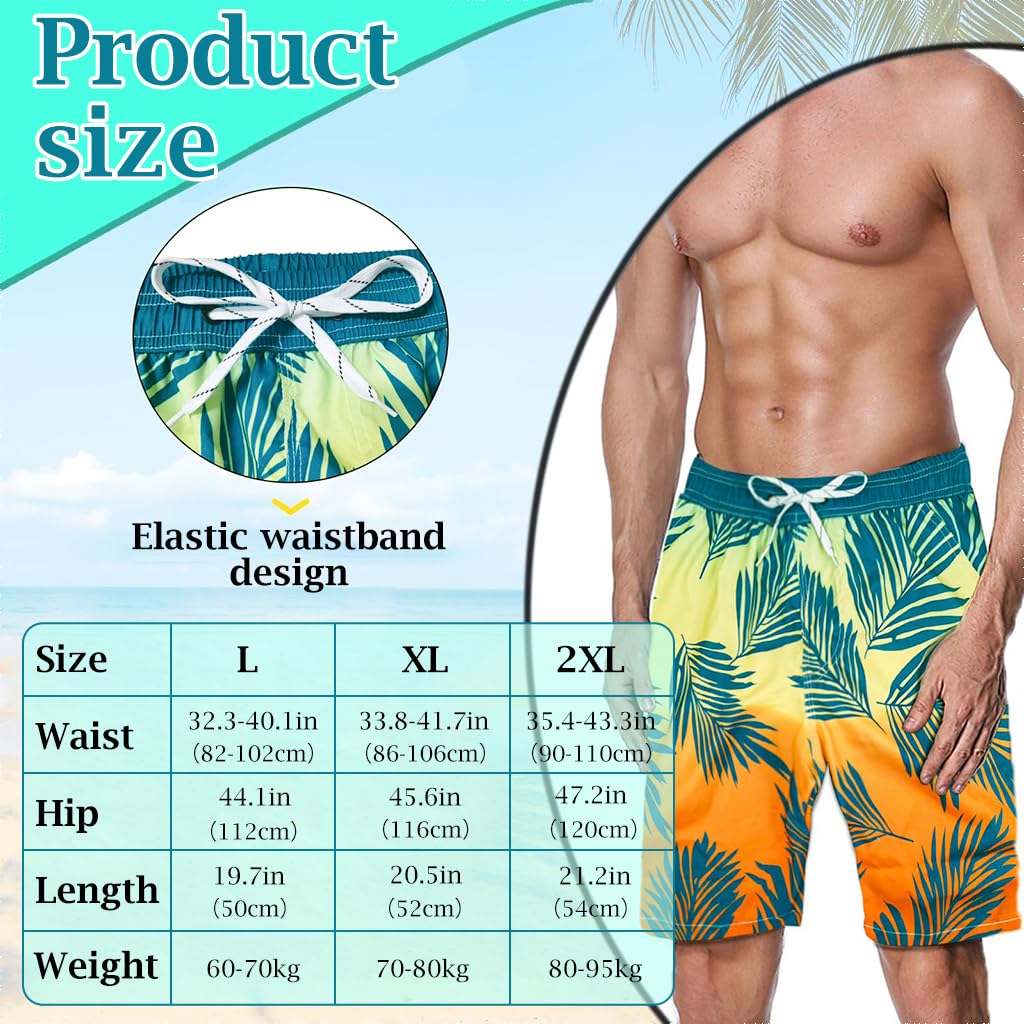 Proberos Swimming Shorts for Men with Quick Dry Polyester and Elastic Waist | 2 PCS Summer Beachwear