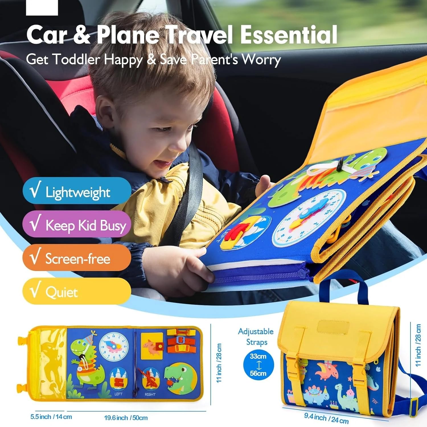 PATPAT Toddler Busy Board for 1–4 Year Olds with Solar Planet Theme and Handbag Design | Montessori Educational Toy