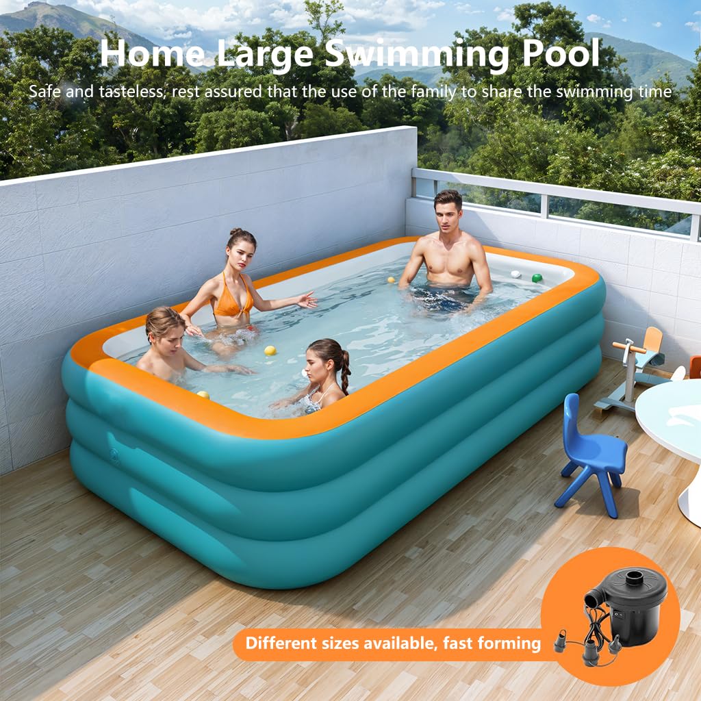 Proberos Inflatable Swimming Pool 300×170×55cm for Backyard Fun with Electric Pump
