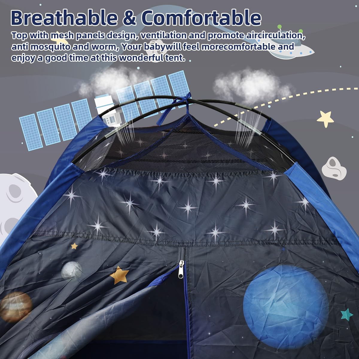 PATPAT Foldable Indoor Play Tent House for Kids featuring Mesh Roof & Curtain Door 120x120x100cm