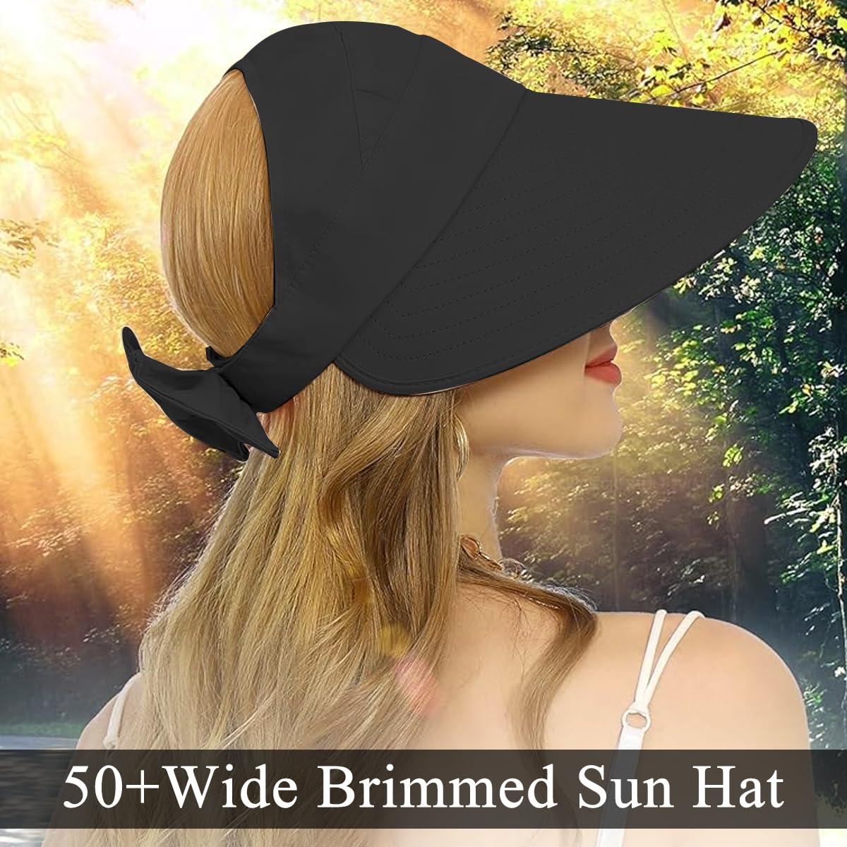Zibuyu Sun Hat for Women with UPF 50+ Wide Brim and Retractable Side Visor | Beach and Outdoor Protection