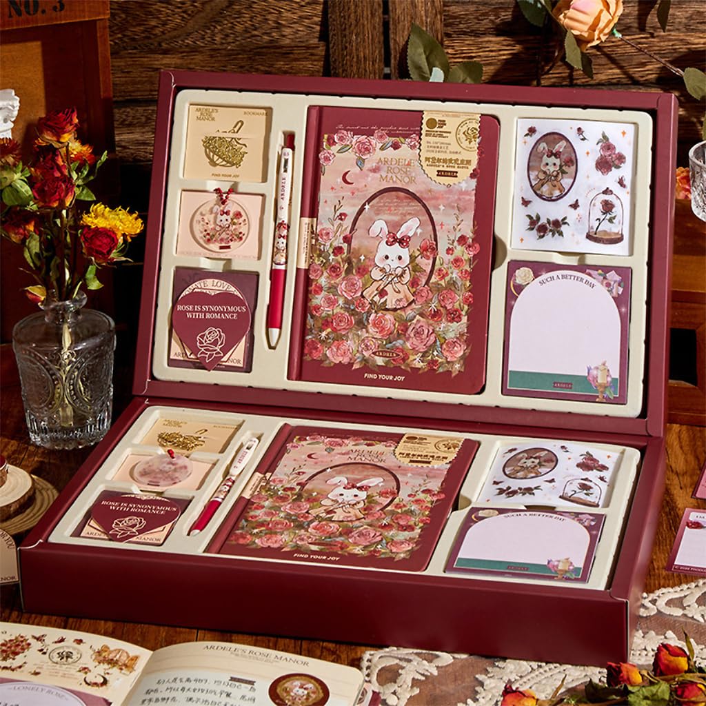 HASTHIP Vintage Journal Kit for Scrapbooking and Gifting with 67 Pcs Set | Fairytale Garden Theme