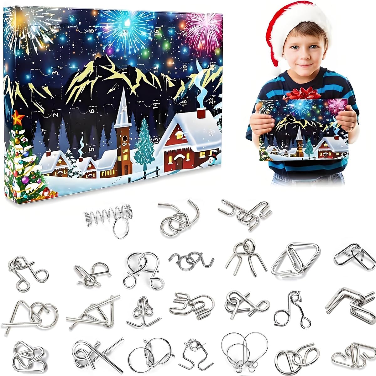 PATPAT Brain Teaser Puzzle Toys Advent Calendar with 24 Unique Games for Kids and Adults | Christmas Blind Box Gift for Logic Training and Stress Relief