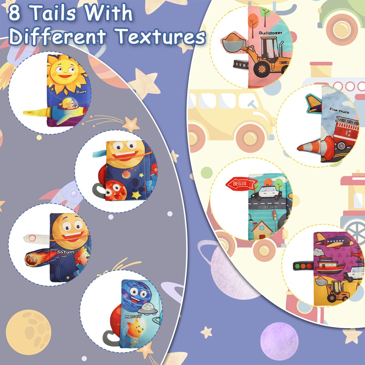 SNOWIE SOFT Cloth Books for Babies with 3D Touch Feel and Rustling Sound | 2Pcs Washable Set