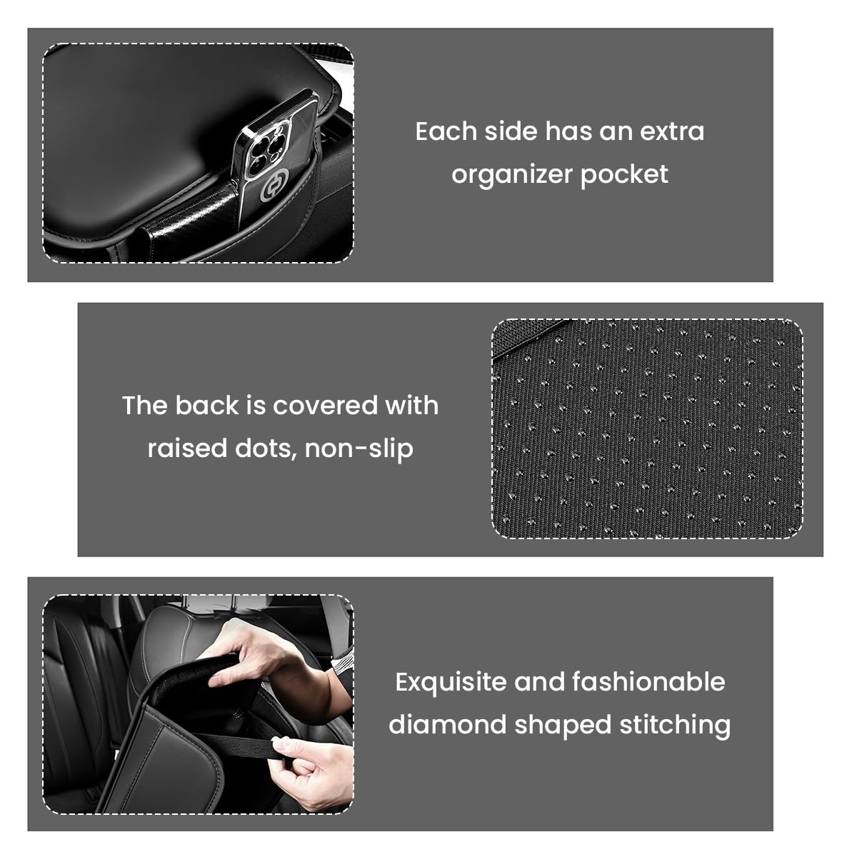 STHIRA Car Armrest Cushion for Center Console with Dual Storage Pouches and Memory Foam Support | PU Leather Cover for Universal Car Models