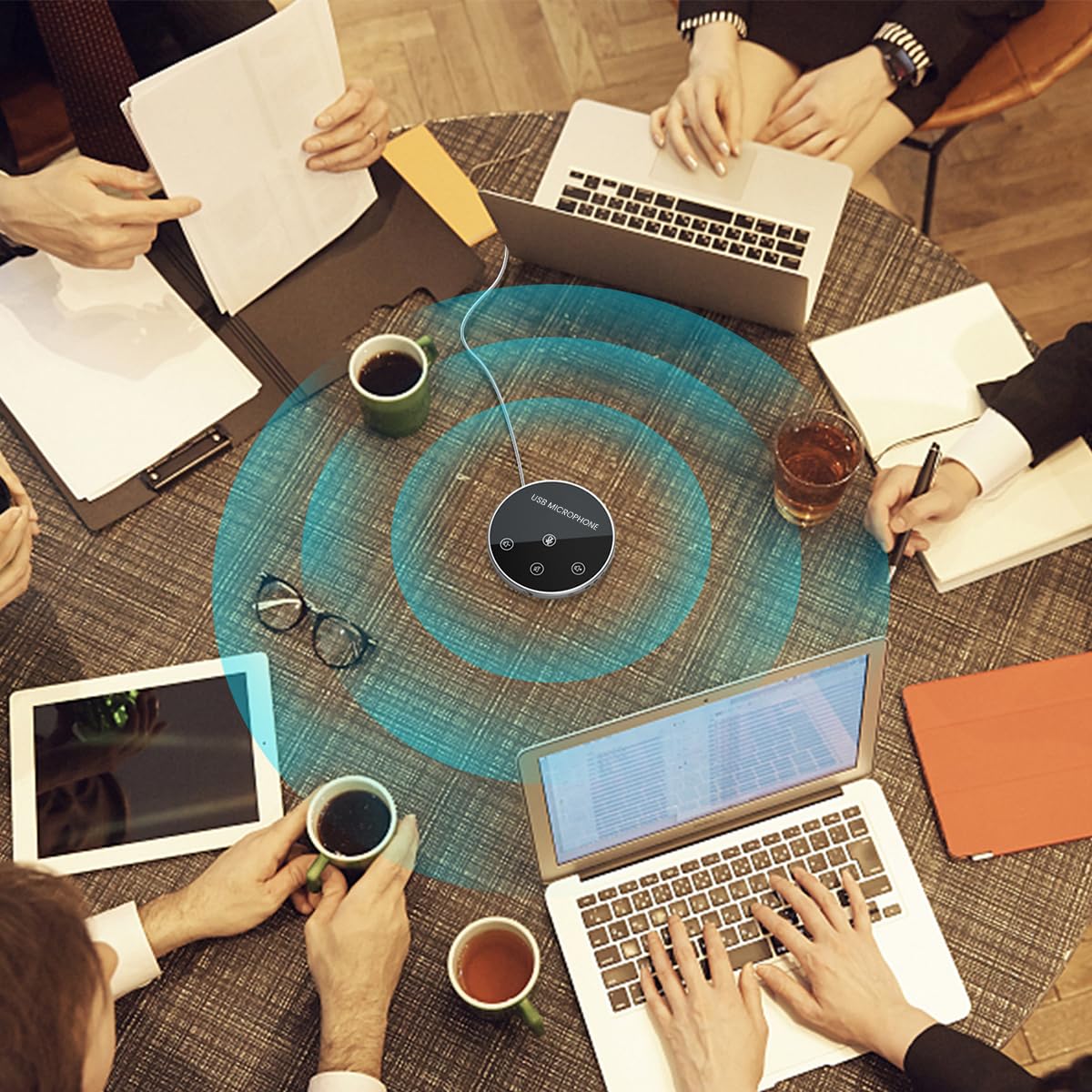 ZEITEL USB Microphone for Mac and Windows with 3 m Range featuring 360° Pickup | Noise and Echo Cancellation