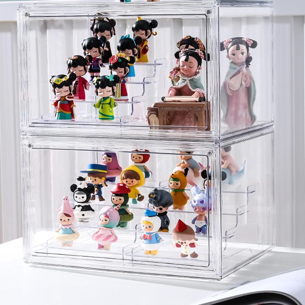 HASTHIP® Acrylic Display Rack for Figures Collection Garage Kits POP MART Blind Box Figures Desk Decoration Figures 4-Layer Transparent Acrylic Display Rack for Anime Figures Toy, Perfume, Model Toy