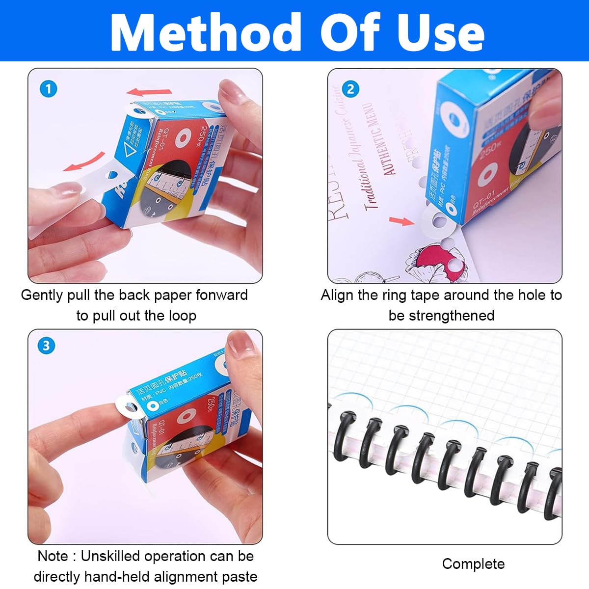 HASTHIP® 250 Pcs Labels Stickers for Hole Reinforcement, Waterproof Adhesive Ring Loose-Leaf Paper Hole Punch Protector Page Reinforcers Stickers for Office School Home Supplies (Clear)