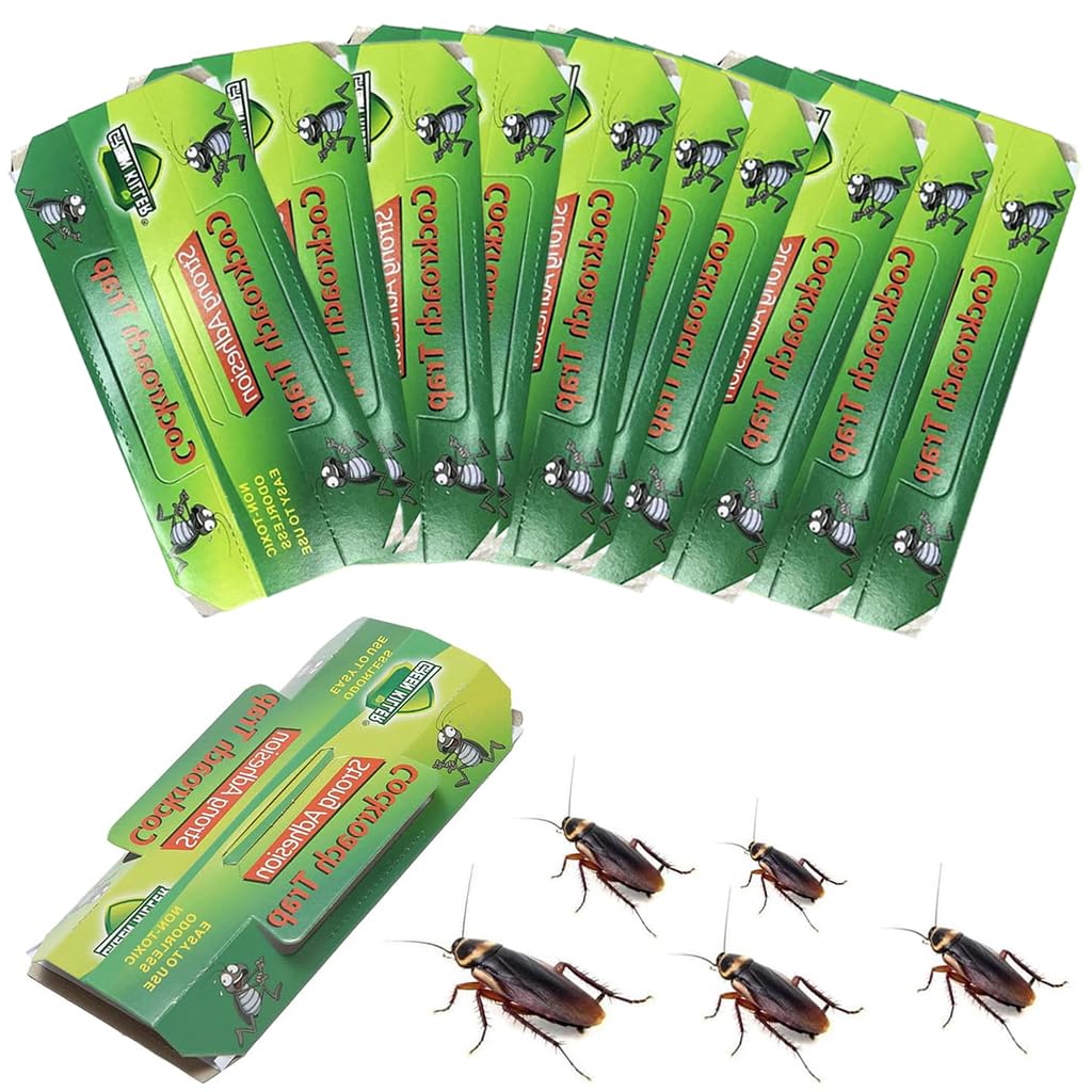 HASTHIP® 10pcs Cockroach Traps for Kitchen, Room, Office, Strong Adhesive Cockroach Killer,  Pesticide Free Cockroach Repellent, Safe and Easy Cockroach Trap