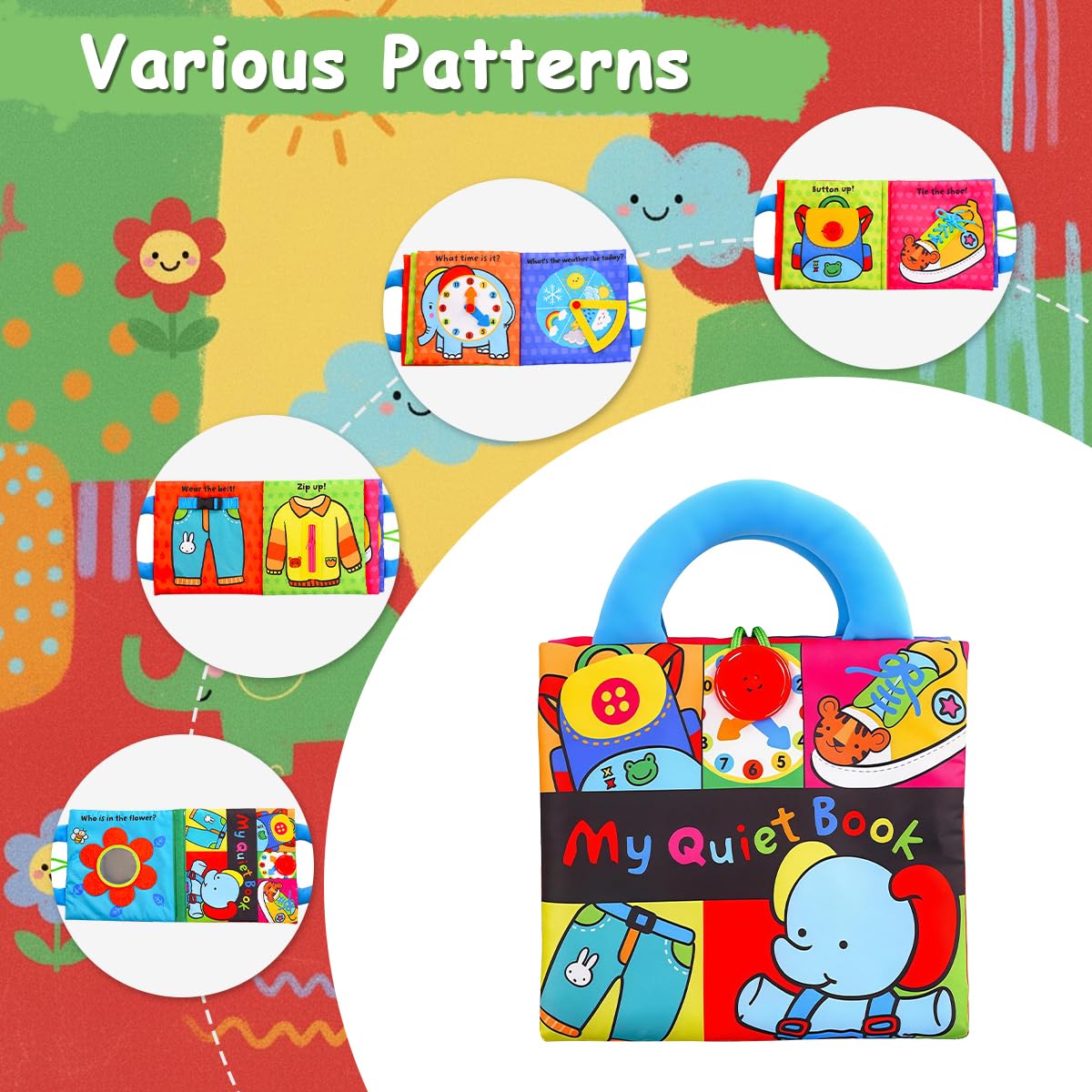 SNOWIE SOFT Cloth Books for Babies with 3D Animal Tails and Crinkle Pages | Educational Sensory Toy