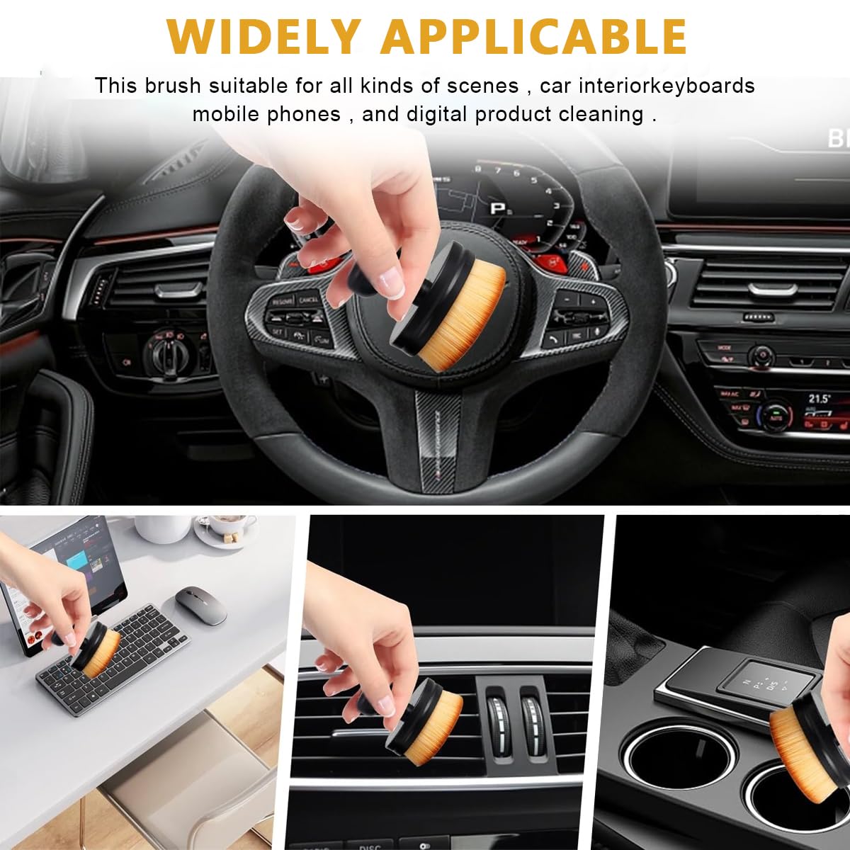 ZORBES Car Duster for Interior Detailing with 4.3 cm Ergonomic ABS Handle | Microfiber Brush