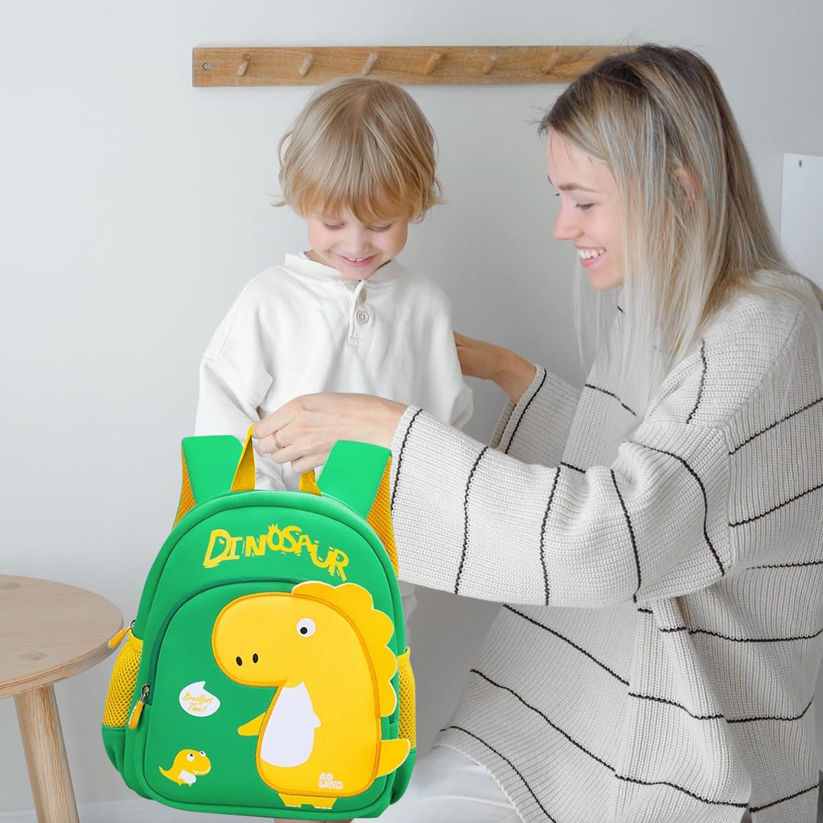 PALAY School Backpack for Kids with 36×29×16cm Capacity and Side Zipper | Waterproof Dinosaur Print