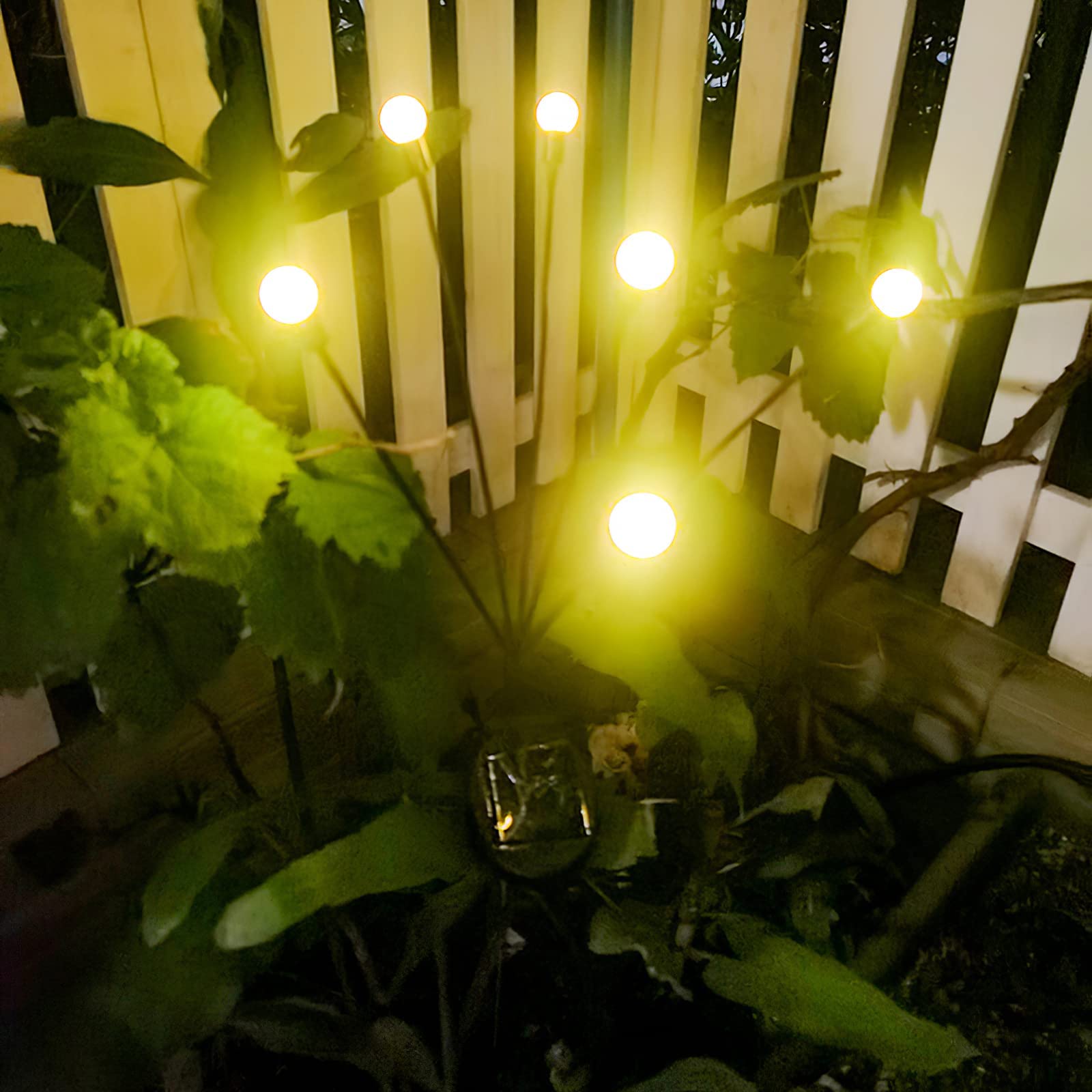 Outdoor Solar Garden Lights for Patio and Backyard with 12 Glowworm Lamps | Stainless Steel