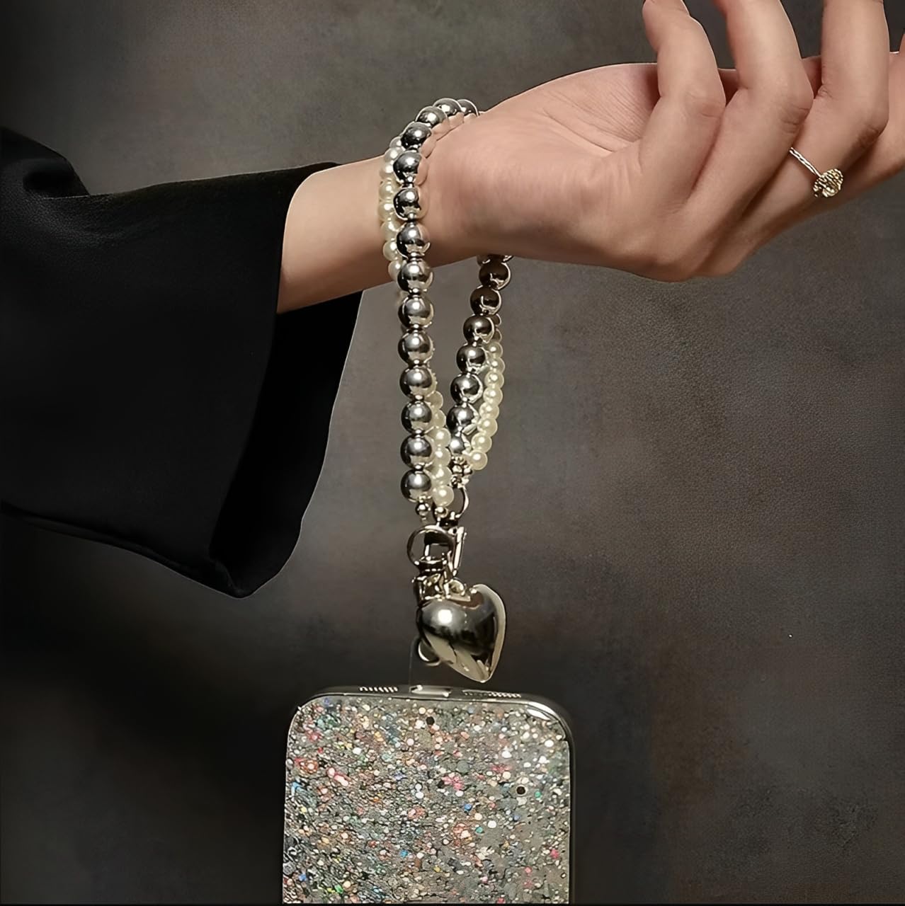 ZORBES Cell Phone Lanyard for Loss Prevention with Dual Chain Design featuring Pearl Beads
