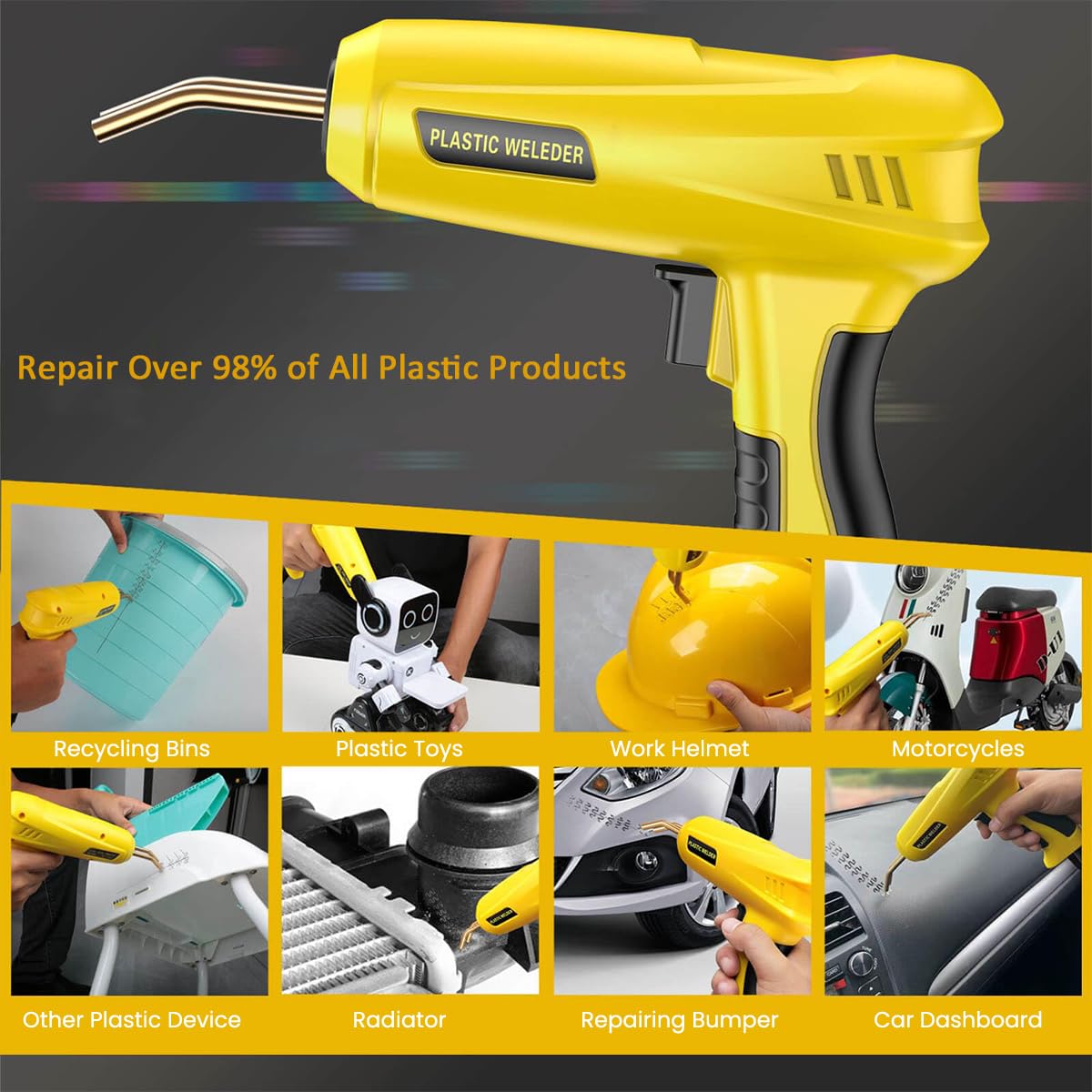 Serplex Plastic Welder for Car Bumper Repair with 200 pcs Staples & LED Light | 200W Hot Stapler Kit