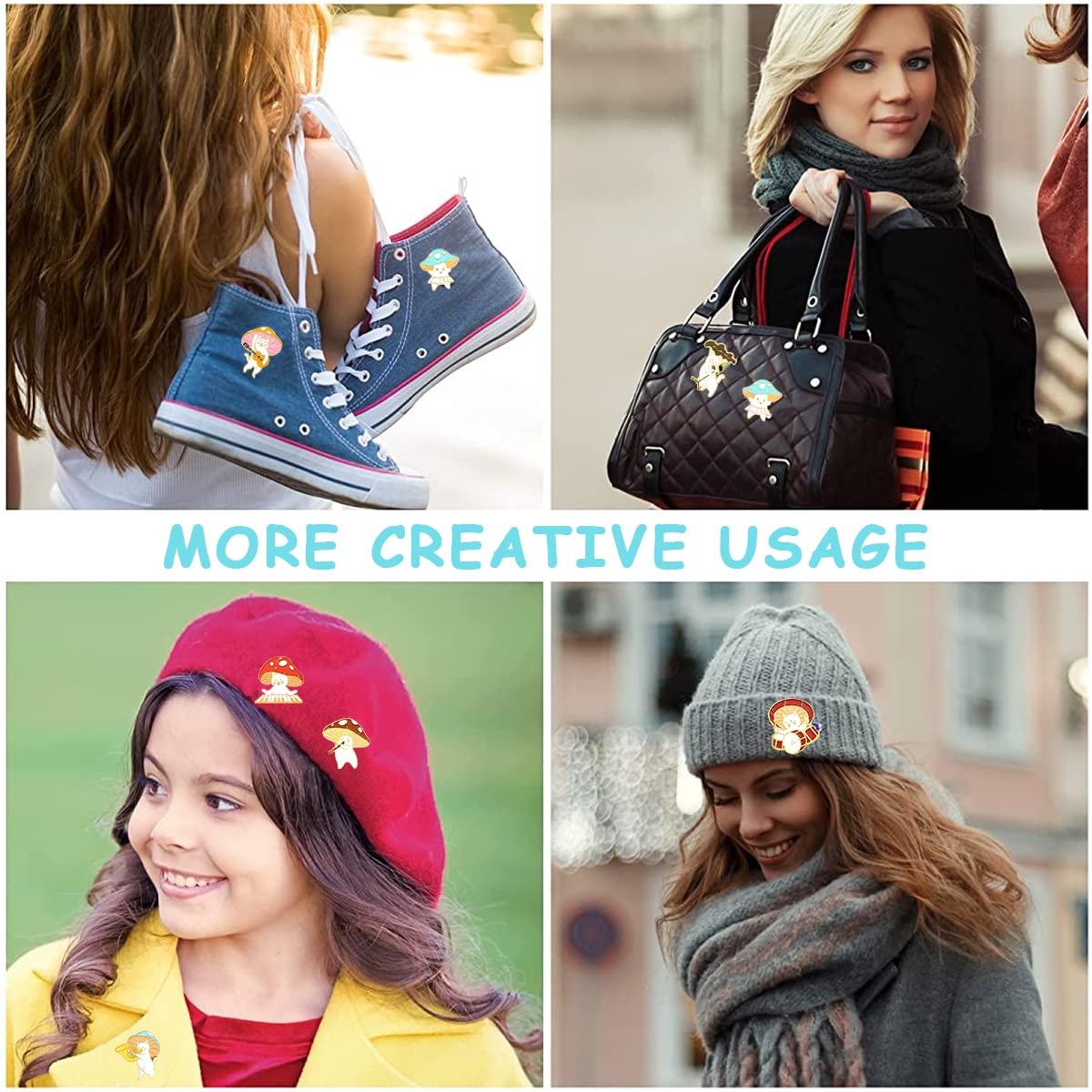 SANNIDHI Enamel Brooch Pins Set for Clothes and Backpacks with Alloy Design | 7PCS Cute Cat Mushroom Lapel Pins