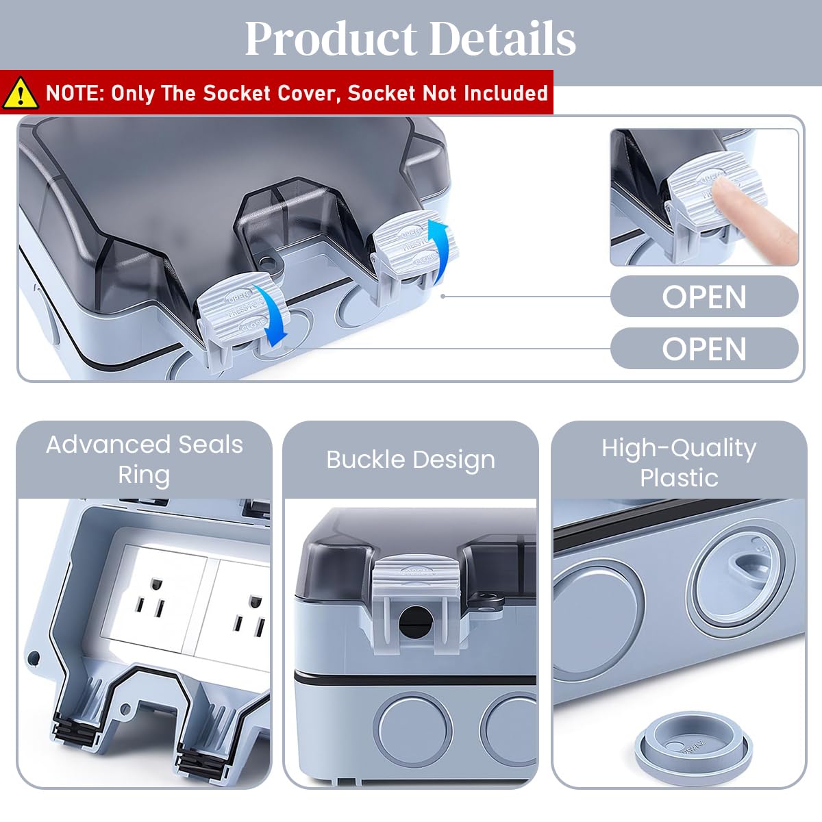 Serplex Double Socket Switch Cover for Outdoor Use with Flip Up Lid and ABS Housing 86x146mm
