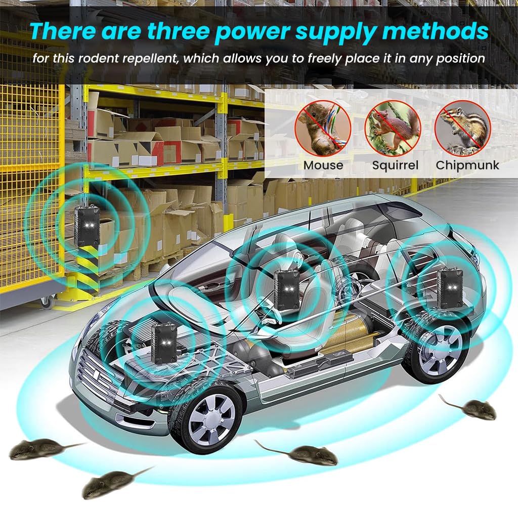 HASTHIP Car Mouse Repeller for Car and Home Use with 8–56Hz Ultrasonic Sound | Motion Sensor Energy-Saving Design