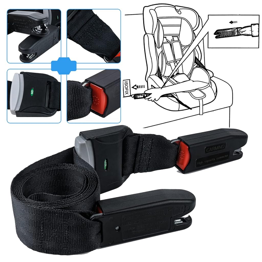 SNOWIE SOFT® Universal Strap for Child Car Seat Latch Port Strap 82.6 inches Adjustable Strap for Attaching Anchor Point Child Car Seat Installation Accessory Quick Release One Button to Lock