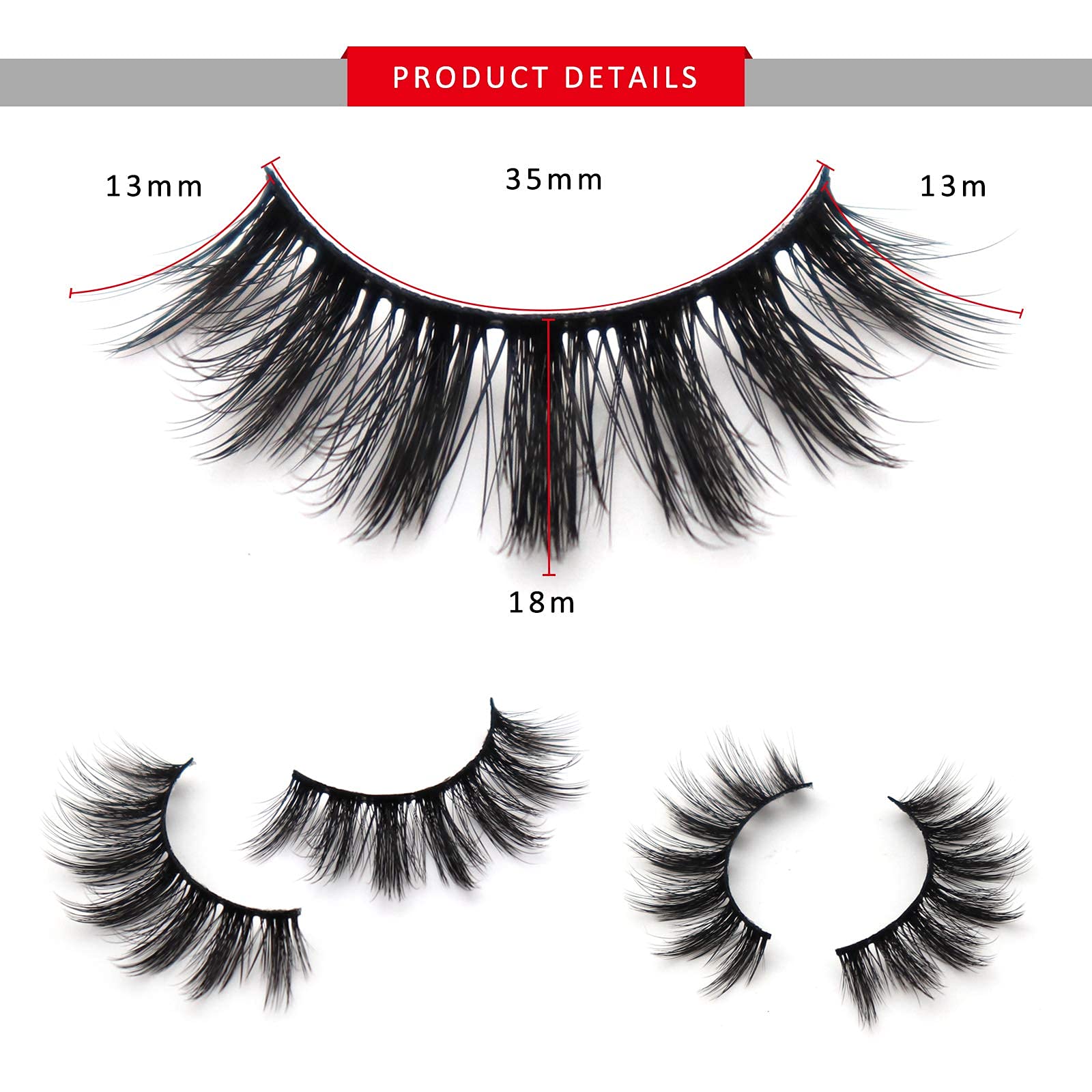 MAYCREATE False Eyelashes for Party Look featuring Knot Free Lash Band and Soft Faux Fiber 7 Pairs 15–18mm
