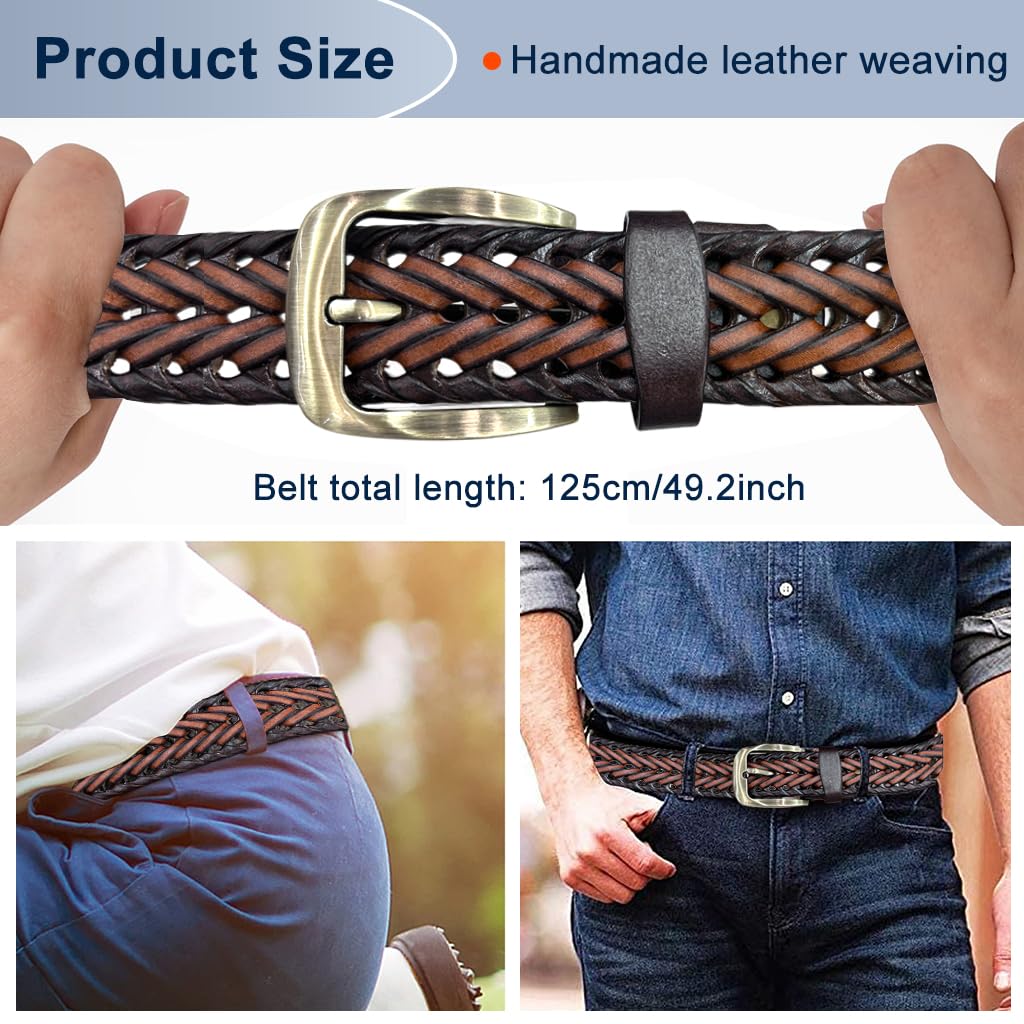 GUSTAVE Belts for Men featuring Braided PU Leather and Alloy Buckle | 125CM Adjustable Fit