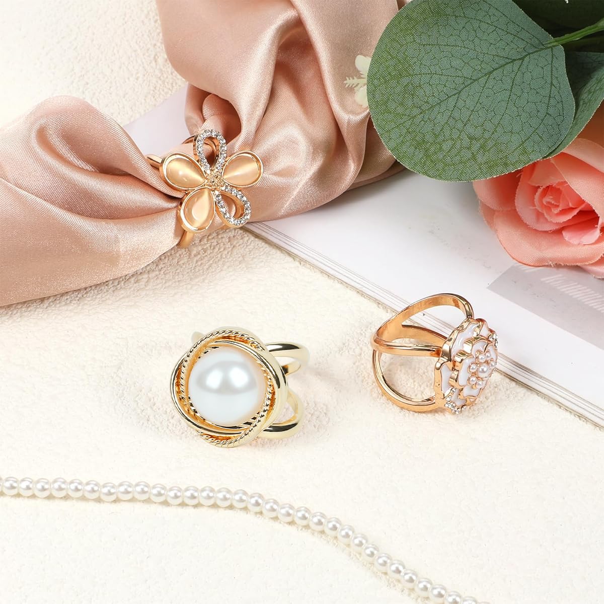 SANNIDHI Scarf Rings Buckle and Slides for Women Scarves and T Shirt Ties Clip Gold