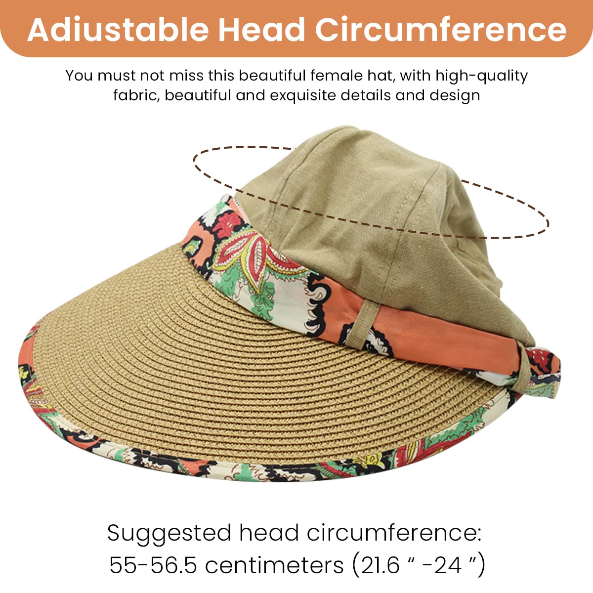 PALAY Sun Hat for Women featuring 50+ UV Protection and Ponytail Hole | Foldable Straw Visor for Travel and Beach