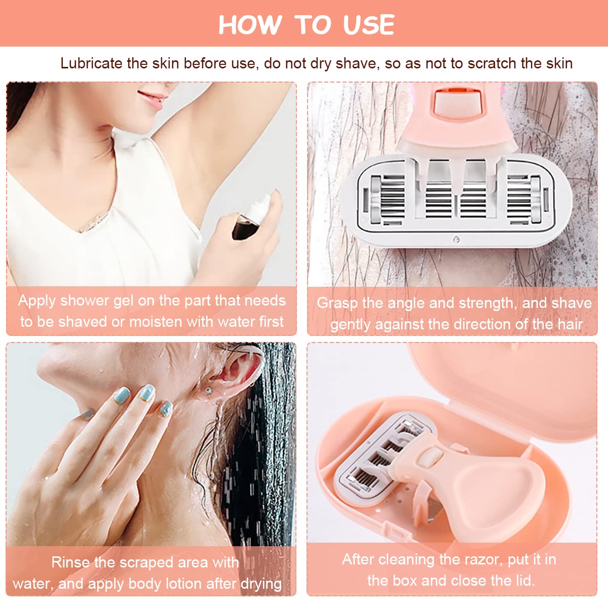 ELEPHANTBOAT Razor for Women with 6 Stainless Steel Blades and 55° Rotatable Head | Travel Case Shaving Kit