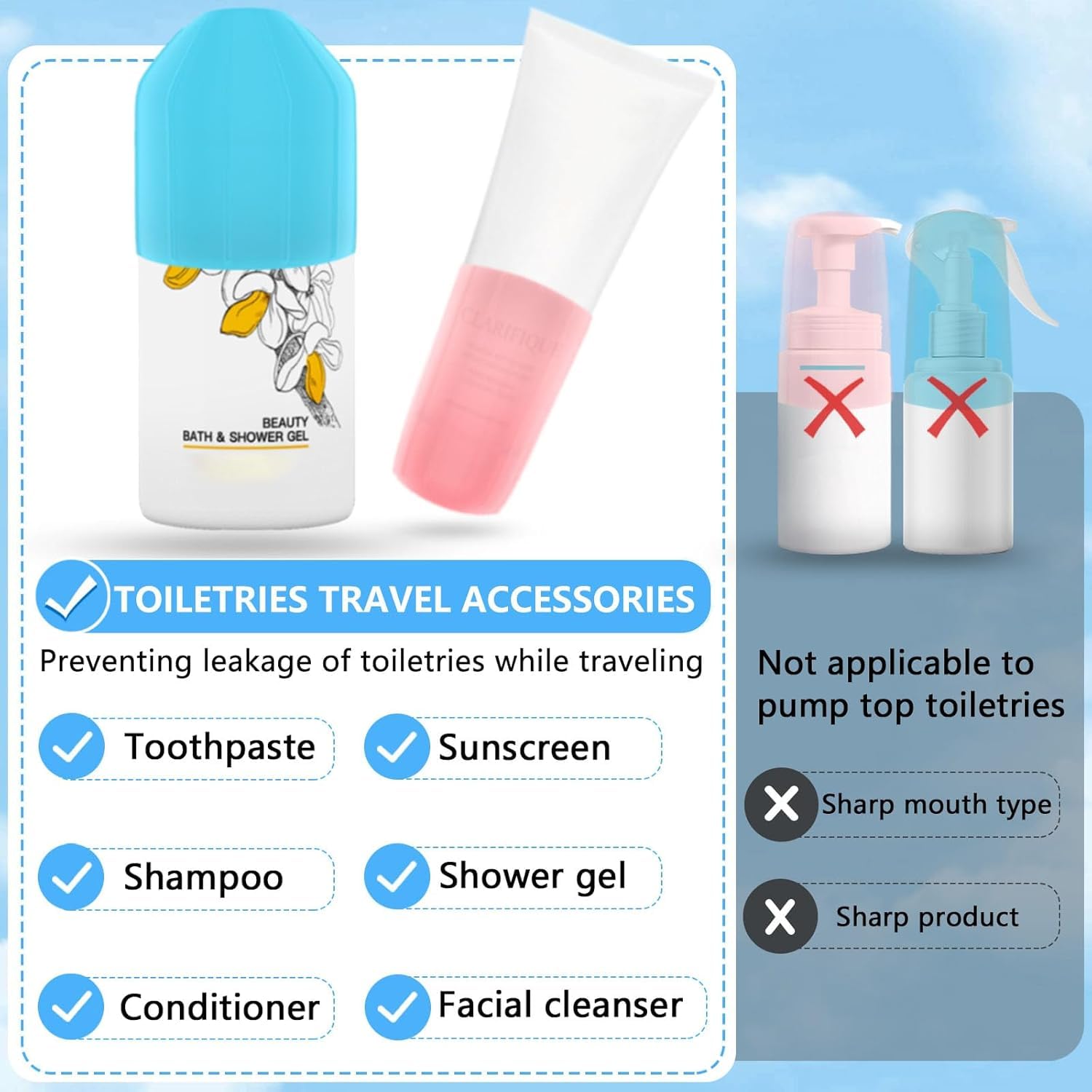 MAYCREATE Leakproof Sleeves for Travel Bottles featuring Anti‑Leak Elastic Silicone Covers 12PCS