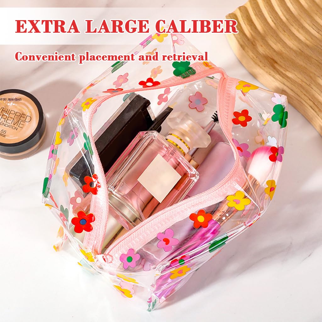 MAYCREATE Waterproof Zipper Pouch Bags for Travel and Daily Use with Floral Prints 18x9x9cm
