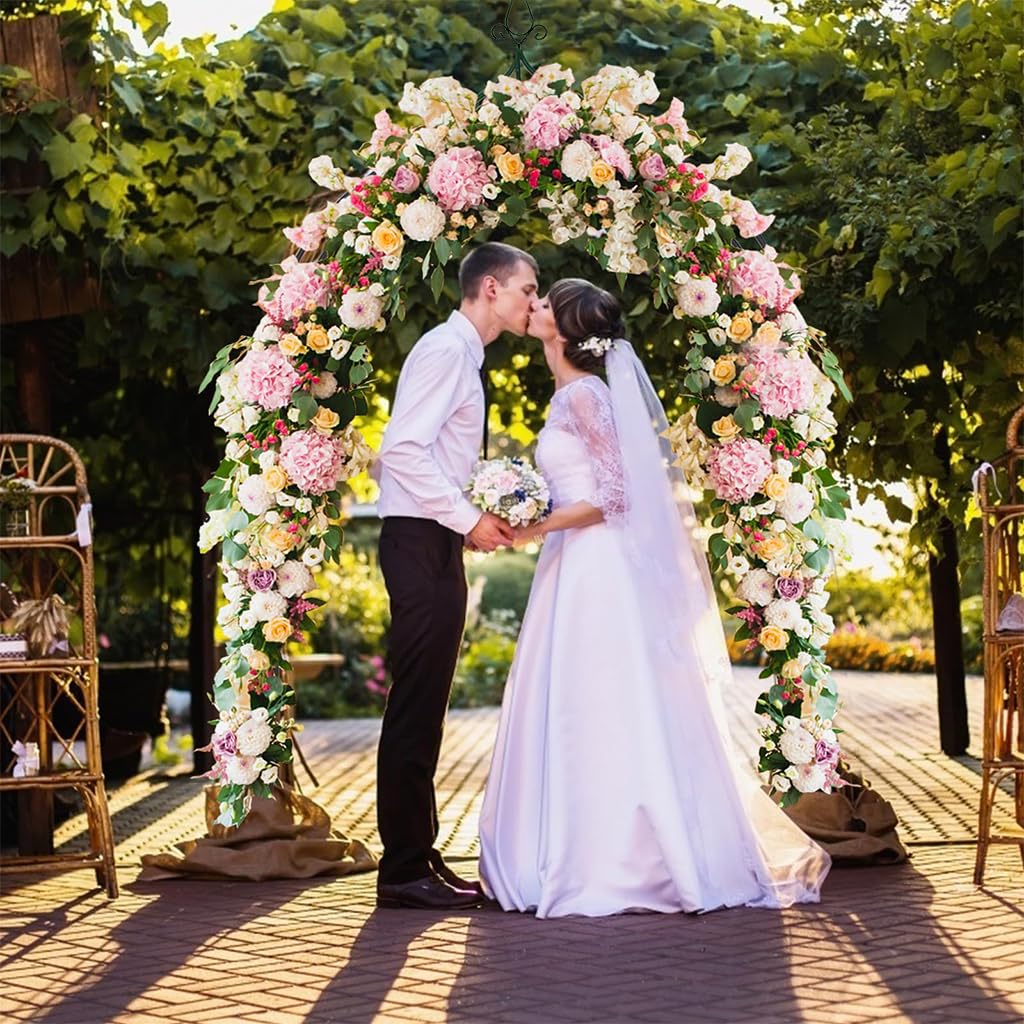 Supvox® Metal Wedding Arch Trellis Sturdy Iron Garden with Pergola Style Backdrop for Flower Stand Climbers Plants Outdoor Indoor Ceremony Party Decor Easy Assembly 255x140x38cm 2PCS