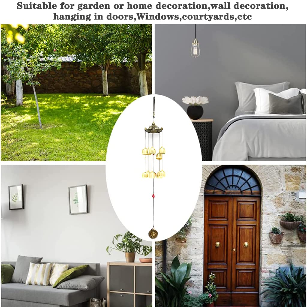 HASTHIP Wind Chime for Home Balcony Decor with 6 Aluminum Tubes and Hanging Hook | 37.4 in