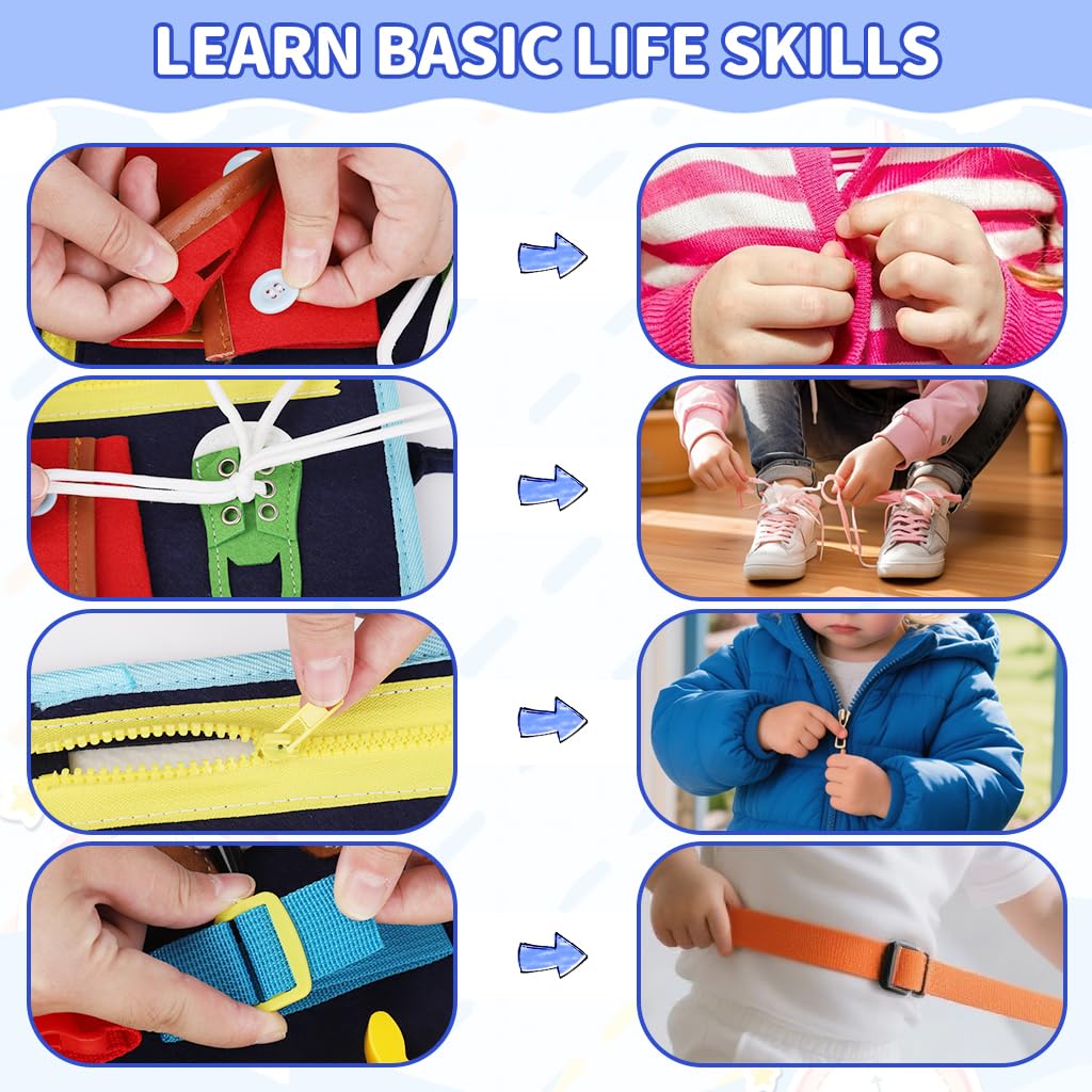 SNOWIE SOFT Busy Board for Toddlers with Zip Up Handbag Design and Felt Pages | Montessori Travel Toy