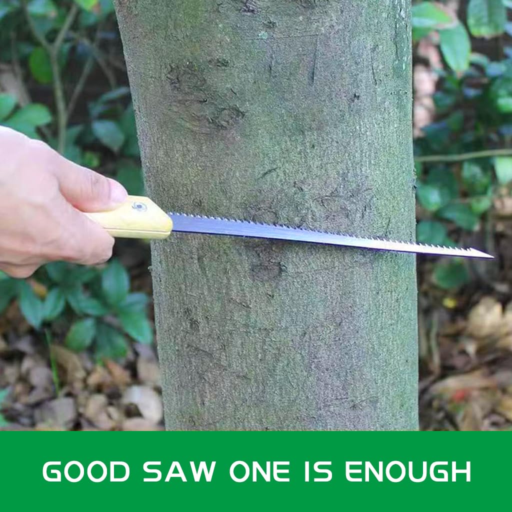 HASTHIP Gardening Hand Saw for Woodworking with 13.9 in Steel Blade and Triple Razor Teeth | Ergonomic Wooden Handle