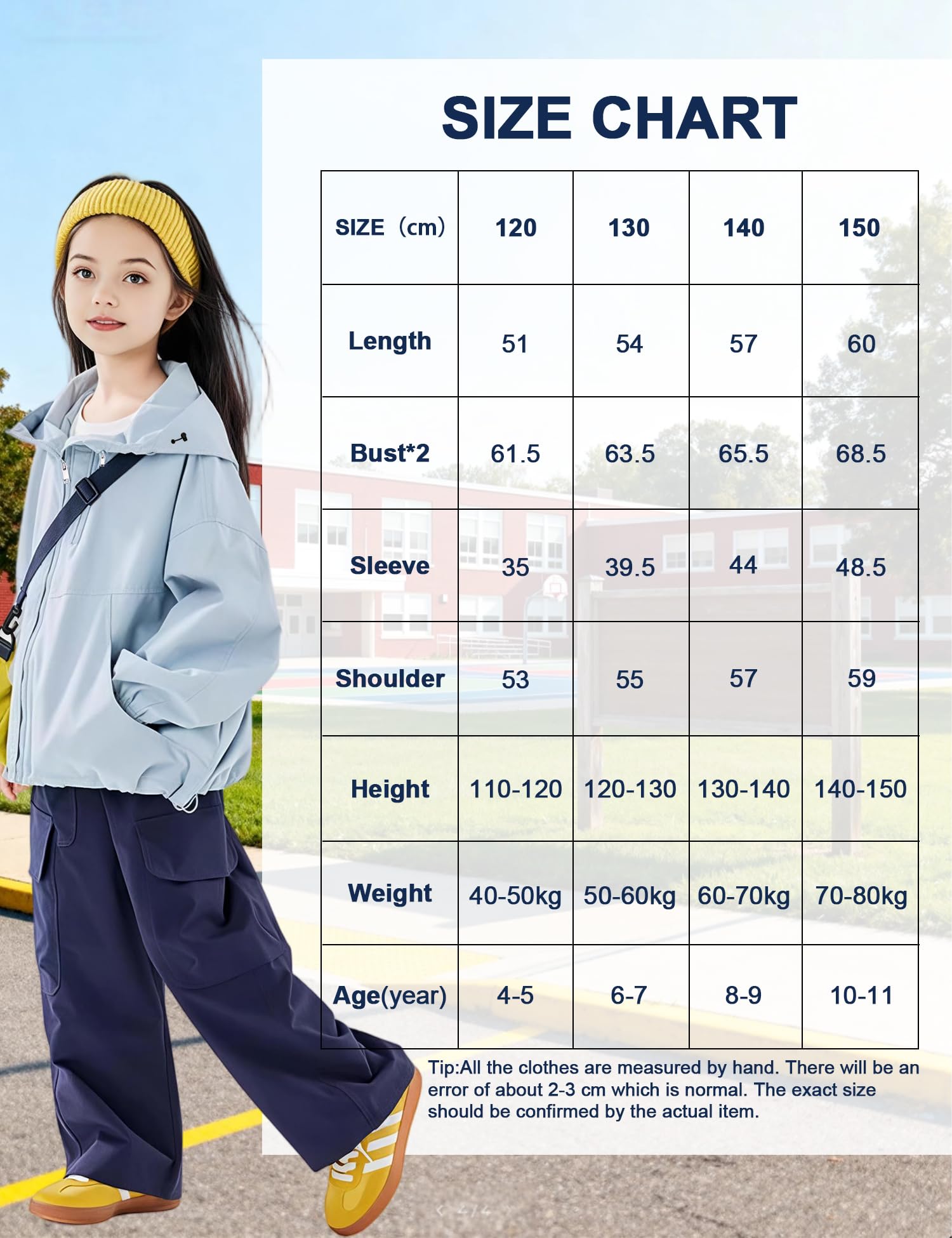 Venzina Kids Windbreaker for Outdoor Play with Adjustable Hood and Breathable Design 140CM