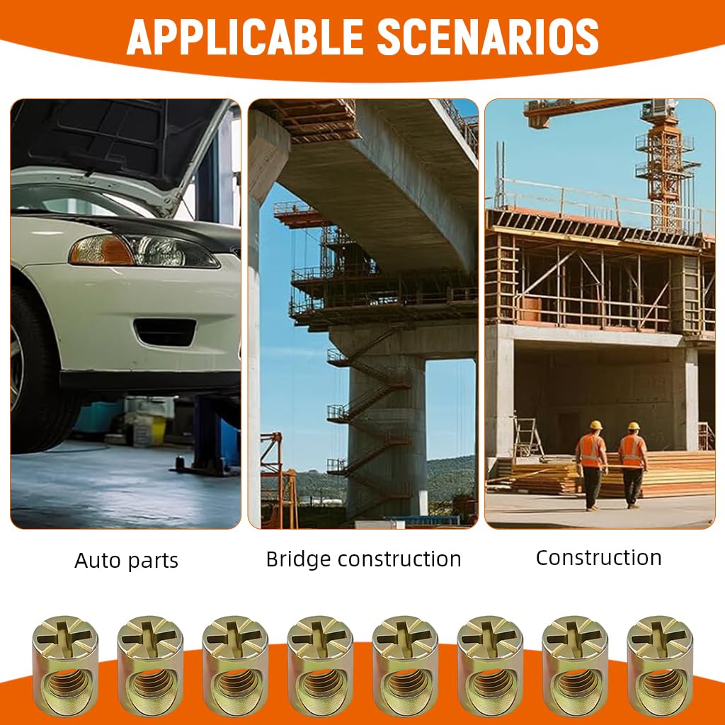 Serplex Hammer Head Nuts for Furniture Assembly with Cross-Hole Design | 30 Pcs Zinc Alloy Set