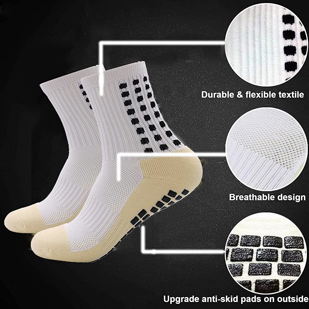 Proberos® Hi-Tech Performance Athletic Socks for Men Women, Rubber Anti-Slip and Thicken Cushion Sport Socks Ankle Length Socks for Badminton Soccer Running Gym & Indoor Training