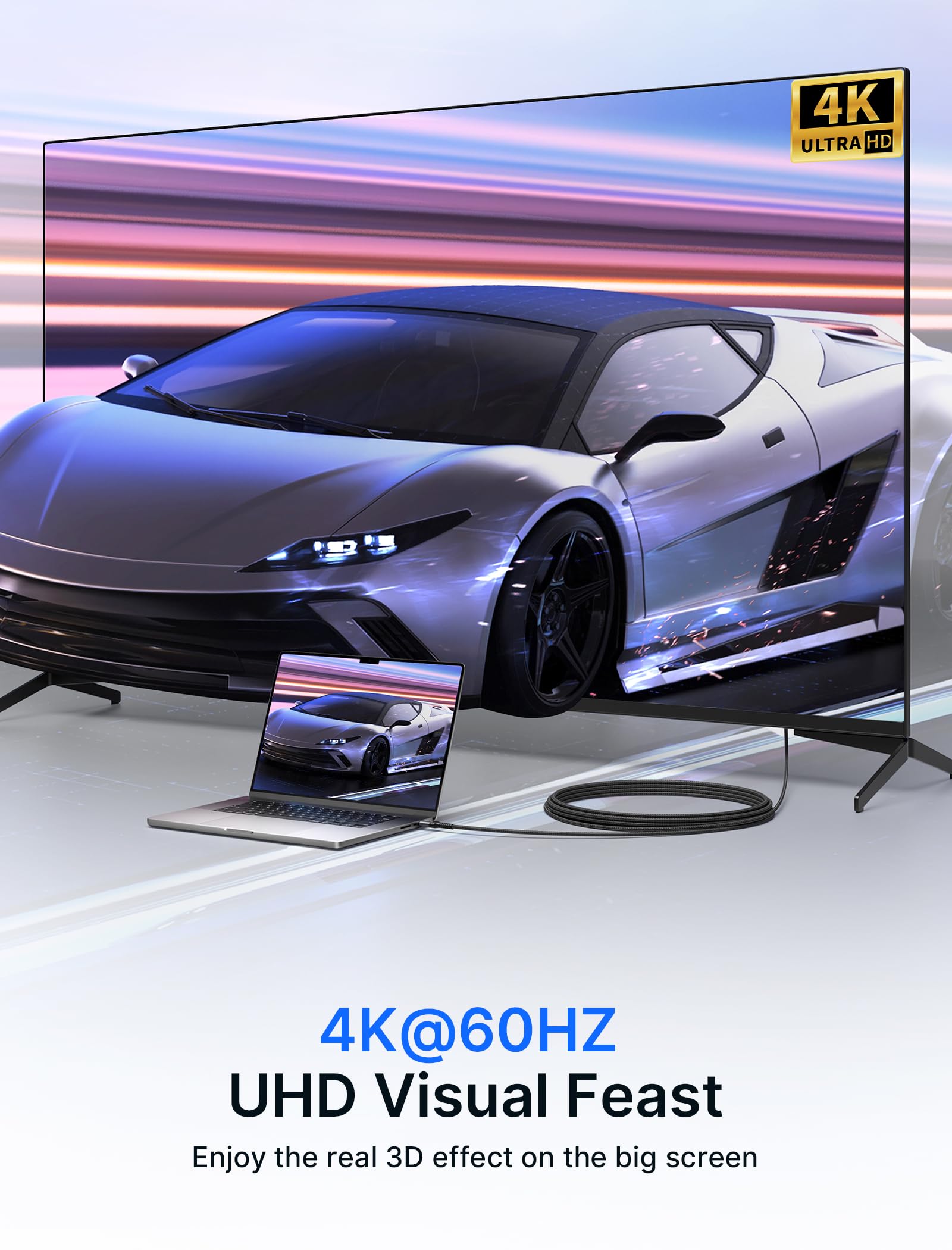 JSAUX Mini HDMI to HDMI Cable 6ft for Camera and Laptop featuring 4K 60Hz Support | Nylon Braided Grey Aluminum Shell